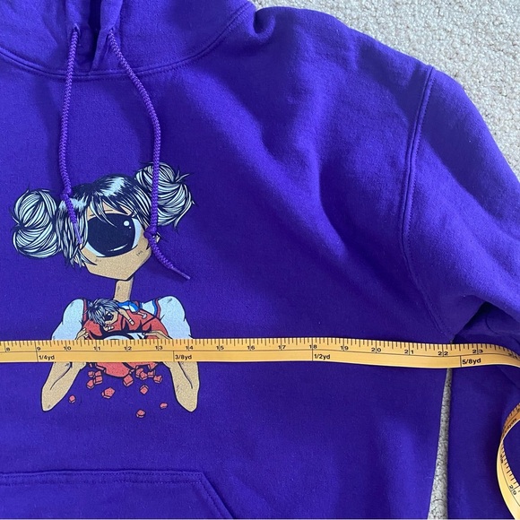 Foot Locker Women’s Medium Anime Image Purple Hoodie Sweatshirt Girl Eye - Picture 5 of 6
